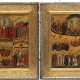 A VERY FINE TRAVELLING DIPTYCH WITH TWO ICONS SHOWING THE WEEK (SEDMITSUI) WITH SILVER-GILT BASMA - Foto 1