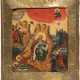 AN ICON SHOWING THE PROPHET ELIJAH, HIS LIFE IN THE DESERT AND HIS FIERY ASCENT TO HEAVEN WITH BASMA - photo 1