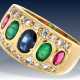 Ring: sehr dekorativer Goldschmiedering mit hochwertigen Farbsteinen und Brillanten - Foto 1
