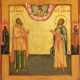 AN ICON SHOWING STS. COSMAS AND DAMIAN - Foto 1