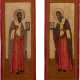 TWO FRAGMENTS OF AN ICON SHOWING STS. BASIL THE GREAT AND CHARALAMPOS - фото 1