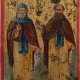 A MINIATURE ICON SHOWING STS. ANTONIUS AND ATHANASIOS - photo 1