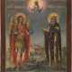 A FINELY PAINTED ICON SHOWING THE ARCHANGEL MICHAEL AND ST. NIPHONT - photo 1