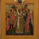 AN ICON SHOWING ST. GREGORY THE THEOLOGIAN FLANKED BY THE ARCHANGELS MICHAEL AND GABRIEL AND STS. GEORGE AND THEOKIST - Foto 1