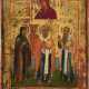 A SMALL ICON SHOWING THE FIERY MOTHER OF GOD AND THREE SELECTED SAINTS - photo 1