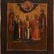 A LARGE ICON SHOWING THE THREE HIERARCHS OF ORTHODOXY AND STS. MIKHAIL AND EUDOKIA - photo 1