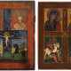 TWO QUADRI-PARTITE ICONS SHOWING IMAGES OF THE MOTHER OF GOD AND SELECTED SAINTS - photo 1