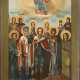 A VERY LARGE ICON SHOWING A SELECTION A F FAVOURITE SAINTS, ST. ALEXANDER NEVSKY, COSMAS AND DAMIAN AMONG THEM - Foto 1