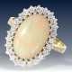 Ring: hochwertiger Goldschmiedering mit großem Opal und reichhaltigem Brillantbesatz - Foto 1