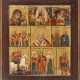A MULTI-PARTITE ICON SHOWING THE DESCENT INTO HELL, THE KAZANSKAYA MOTHER OF GOD, THE NATIVITY OF CHRIST AND SELECTED SAINTS - фото 1