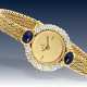 Armbanduhr: goldene vintage Cocktailuhr, Damenuhr der Marke Ebel mit Brillant- und Saphirbesatz - photo 1