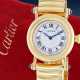 Armbanduhr: äußerst luxuriöse Cartier Damenuhr mit Original-Service-Etui und Originalpapieren von 2001, Modell "Diabolo" Ref.14400 in der luxuriösen Vollgold-Version - photo 1