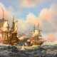 S. Haney: Segelschiffe / Fregatten im Gefecht, Seekampf. Öl auf Leinwand, in prunkvollen Rahmen, sehr gut. - фото 1
