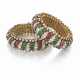 PAIR OF LATE 19TH CENTURY RUBY, EMERALD AND DIAMOND ANKLE BRACELETS - Foto 1