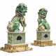 A PAIR OF CHINESE FAMILLE VERTE BISCUIT BUDDHIST LIONS - photo 1