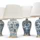 TWO PAIRS OF BLUE AND WHITE VASES MOUNTED AS LAMPS - photo 1