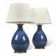 A PAIR OF BLUE CRACKLE-GLAZED VASES MOUNTED AS LAMPS - photo 1