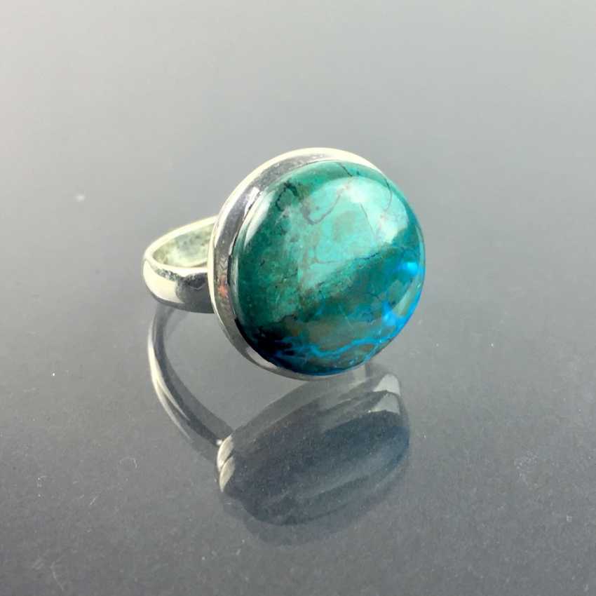 A Timeless Ring With A Large Stone Malachite And Chrysocolla From