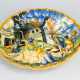Urbino Ceramic Bowl with waved upstanding border and moulded and bowled center. Multicolored painted and glazed - photo 1