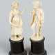 Pair of Ivory Sculptures of a girl selling roses and a gentleman with roses - Foto 1