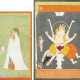 Zwei Miniaturmalereien, u.a. ein Blatt aus dem Bhagavata Purana, Narasimha reisst Hiranyakashipu - photo 1