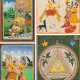 Vier Minaturmalereien in Gouache und partiell Gold auf Papier, Darstellungen aus dem Ramayana und der indischen Götterwelt, u.a.: Kalighat, Bagalamukhi und Hanuman. - photo 1