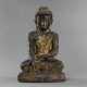 Holz- und Trockenlackfigur des Buddha mit Resten von Vergoldung - photo 1