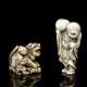 Vier Netsuke aus Elfenbein und Hirschhorn: Kwanju, Sennin, Fukurokuju und Shishi mit Mann - photo 1