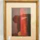 UNBEKANNTER KÜNSTLER,"Rote Streifen", Öl auf Leinwandfragment, hinter Glas gerahmt, 20. Jahrhundert - Foto 1