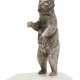 Silver figurine of a standing bear mounted on mountain crystal - photo 1