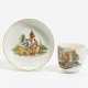 Porcelain cup and saucer with occupation depictions - Foto 1
