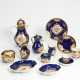 Porcelain mocha and coffee service with cobalt blue fond and floral decor - Foto 1