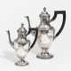 Silver coffee pot and hot-water jug with fruit festoons and lancet leaf decor - photo 1