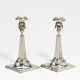 Pair of silver candlesticks with fluted shaft and festoons - photo 1