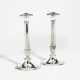 Pair of large silver candlesticks with lancet leaf decor - photo 1