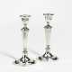 Pair of silver candlesticks with faceted shaft - photo 1
