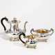 Silver coffee pot with flower knob and milk jug and sugar bowl with snail décor - фото 1