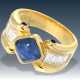 Ring: moderner, außergewöhnlicher und attraktiver Saphir/Brillant-Goldschmiedering, 18K - photo 1