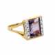 Ring mit rechteckigem Amethyst und 10 Brillanten, - Foto 1