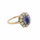 Ring mit Saphircabochon und 10 Altschliffdiamanten zus. ca. 1,2 ct, - Foto 1