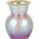 Kleine Myra-Vase WMF Geislingen, 1930er Jahre, honigfarbenes Glas, Modelgeblasen, türkis-violett irisierend, H: 8 cm - photo 1