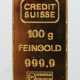Goldbarren Credit Suisse, Feingold 999,9 geprägt, 100 g, LxB: 4,7/2,7 cm - photo 1