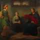 Maler der Nazarener Schule ''Jesus bei Maria und Martha'', Darstellung der biblischen Szene, wo Jesus die zwei Schwestern in Bethanien besucht, nicht sign - photo 1