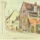 Окс, Е.Б. Дома XV века возле Олай-Кирик в Таллине. 1950-е. Бумага, акварель, графит. кар. 28,9х38,5 см. - фото 1