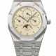AUDEMARS PIGUET. A VERY RARE AND HIGHLY APPEALING STAINLESS STEEL AUTOMATIC PERPETUAL CALENDAR WRISTWATCH WITH MOON PHASES AND BRACELET - фото 1