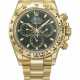 ROLEX. AN ATTRACTIVE 18K GOLD AUTOMATIC CHRONOGRAPH WRISTWATCH WITH BRACELET, GUARANTEE AND BOX - фото 1