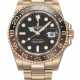 ROLEX. AN 18K PINK GOLD DUAL TIME WRISTWATCH WITH SWEEP CENTRE SECONDS, DATE, BRACELET, GUARANTEE AND BOX - photo 1