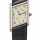 CARTIER. A RARE AND UNUSUAL PLATINUM LIMITED EDITION ASYMMETRICAL WRISTWATCH - photo 1