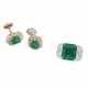 EMERALD AND DIAMOND RING AND CUFFLINK SET - фото 1