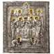 Ikone mit thronendem Christus Pantokrator und zehn Heiligen in prunkvollem silbernen Oklad, Russland, 1. Hälfte 19. Jhdt. - Foto 1